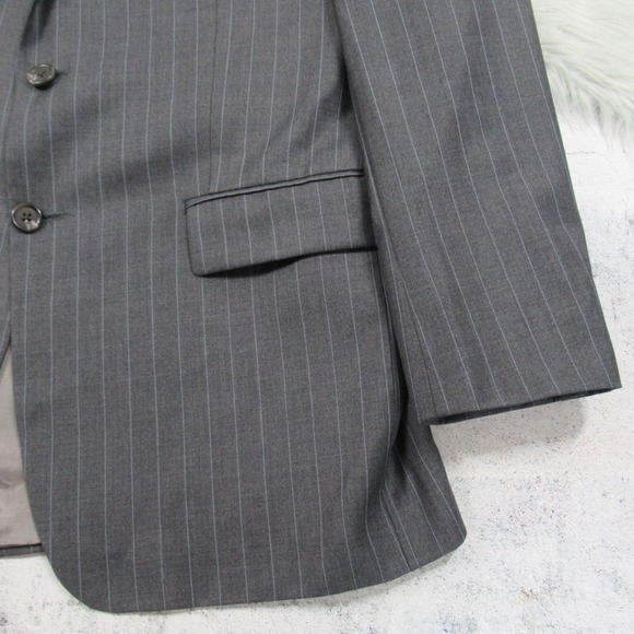 Lauren Ralph Lauren Gray Wool Pinstriped Suit Jacket Blazer Mens Size 40R - Picture 5 of 10